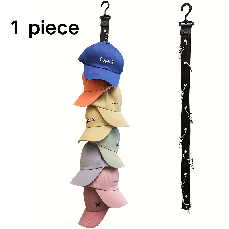 TEMU Stainless Steel Hat Rack With 8 Clips – Holds 16 Baseball Caps – Non-motorized Hat Storage Organizer For Home And Closet