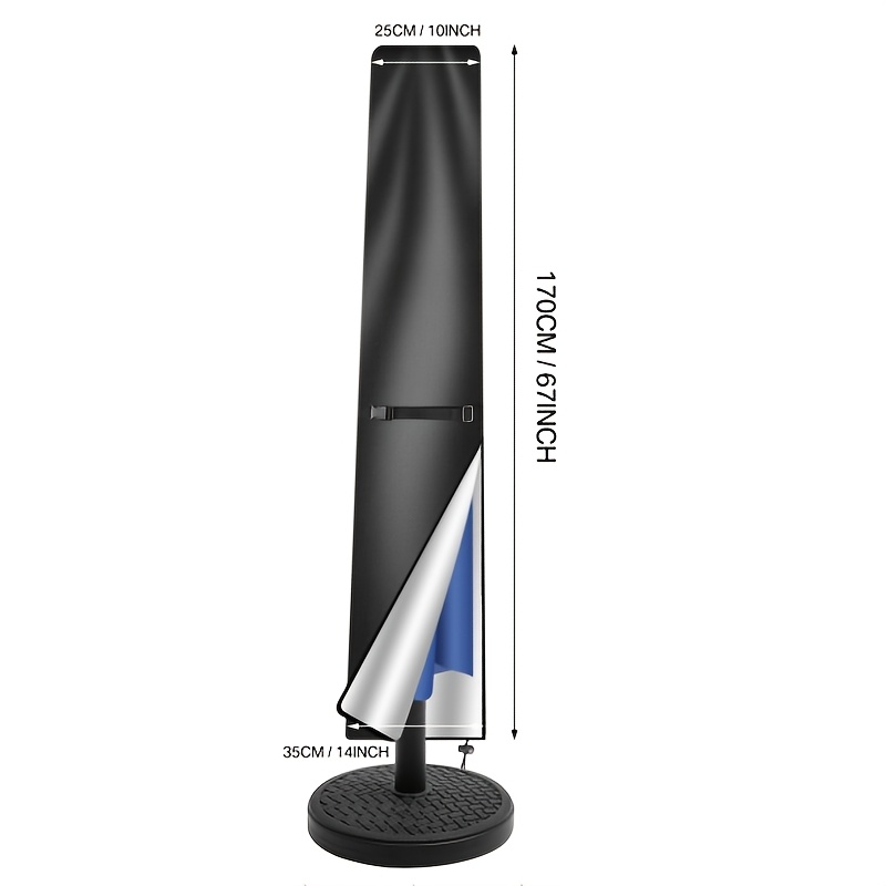 Image of 1pc Patio Umbrella Cover For Sun Protection, With Storage Bag, With Zipper And Strap, Suitable For Straight Umbrellas