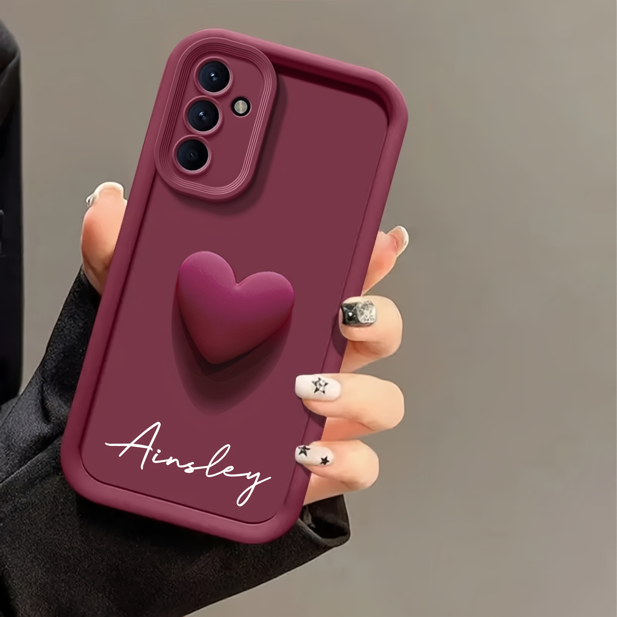 Etui za telefon - Personaliziran TPU etui, vseobsegajoč, z imenom po , ljubek 3D srčkast etui z motivom ljubezni, kompatibilen s Samsung S25 S2