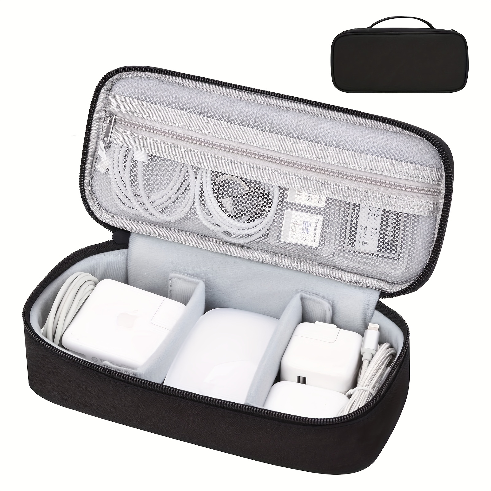 TEMU Multi-Compartment Tech Accessories Pouch - Tragbare Reisetasche für Power Banks, tragbare , Datenkabel und mehr, strapazierfähiges