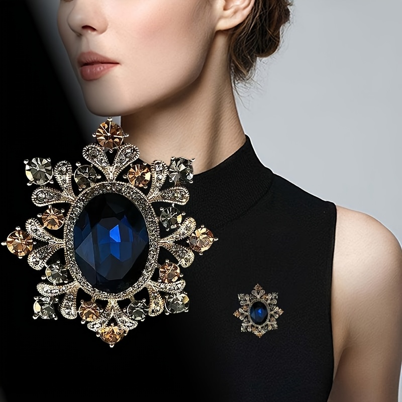 Image of 1pc Crystal Style Round Flower Alloy Brooch Suitable For Trendy Fashionistas' Metal Badges, , Cuffs, Ties, Perfect For Backpacks