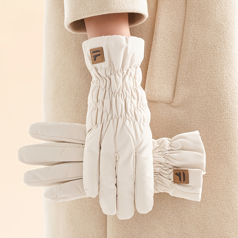 TEMU 1pc Gloves, Women's Winter Ruched Decor Fashion Versatile -proof Skiing Practical Gloves, Suitable For Fashionable Travel, Christmas Gatherings,