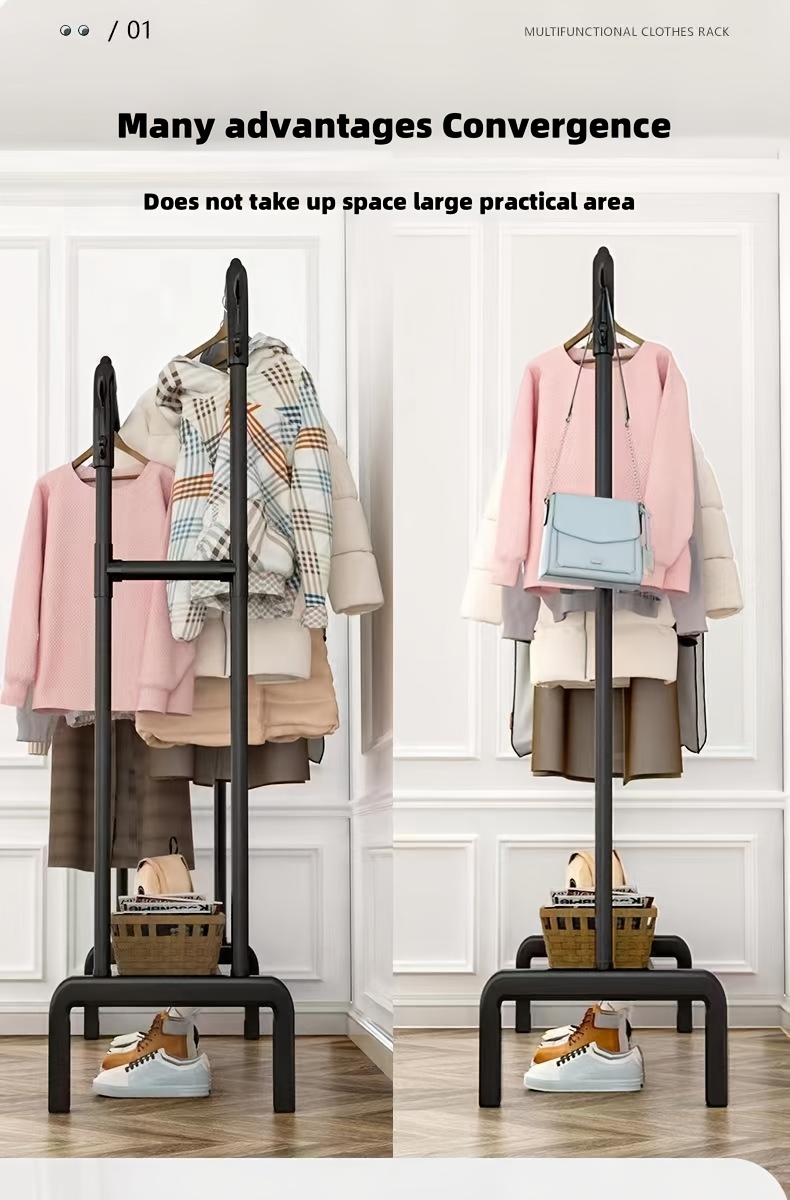 popular   stainless steel multi functional wardrobe clothes rack space saving design easy assembly with shelves and hooks portable clothing rack for balcony dorm bedroom Product details 6