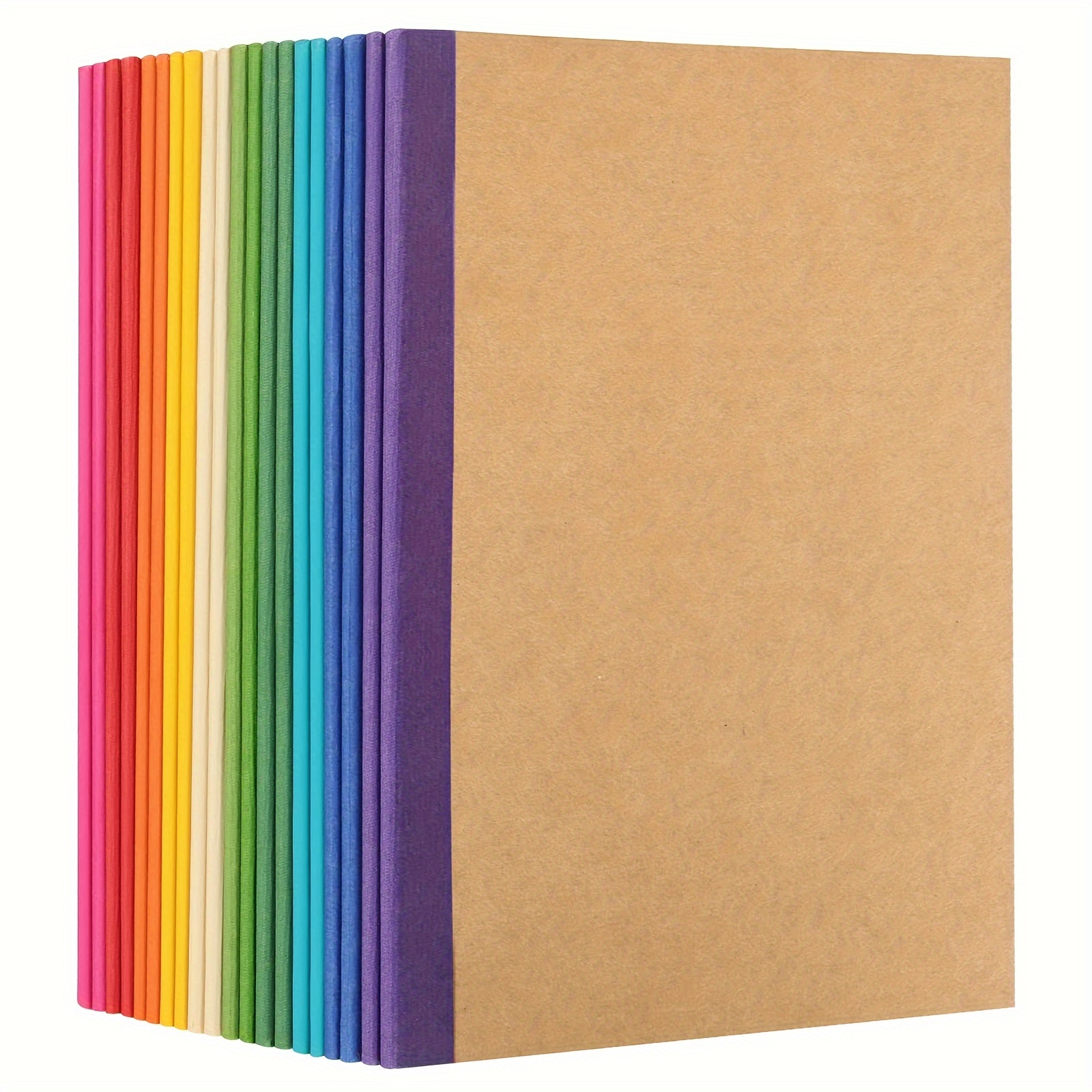 

20 Pack A5 Kraft Notebooks, Lined Journal Bulk With Rainbow Spine, 10 Colors, 60 Pages Soft Cover Composition Notebooks, Journals For Writing, For Home, Travel, Office Supplies, 5.5 X 8.3 Inches
