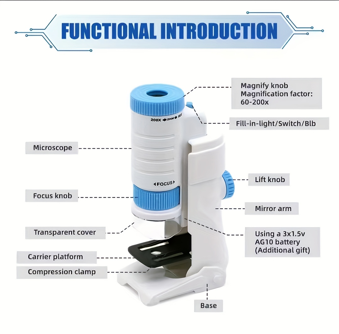 kids portable microscope with stand education tool pvc material school and home use ideal christmas thanksgiving gift educational toys Product details 12
