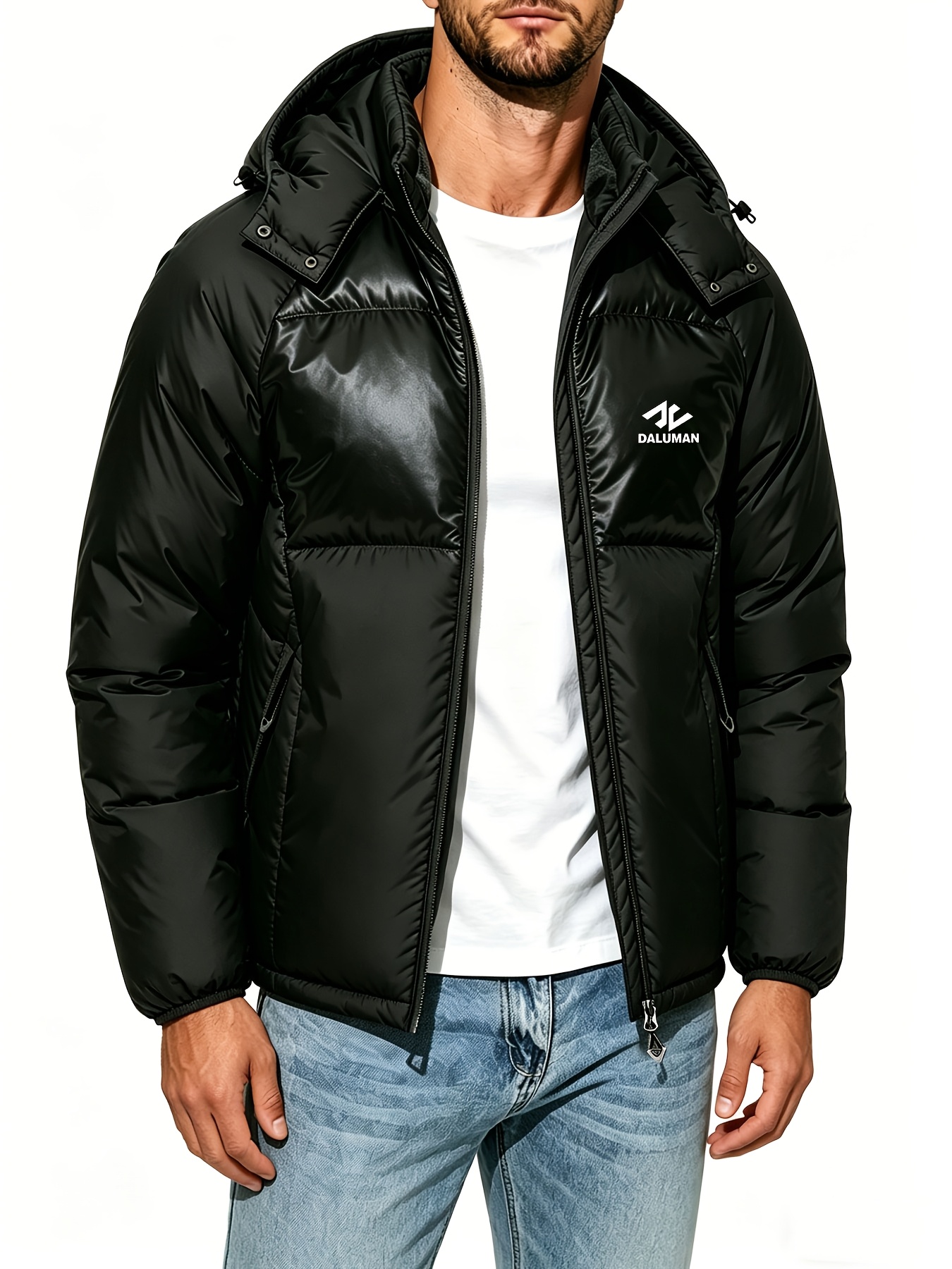 Men's Hooded Padded Jacket with Detachable Hood