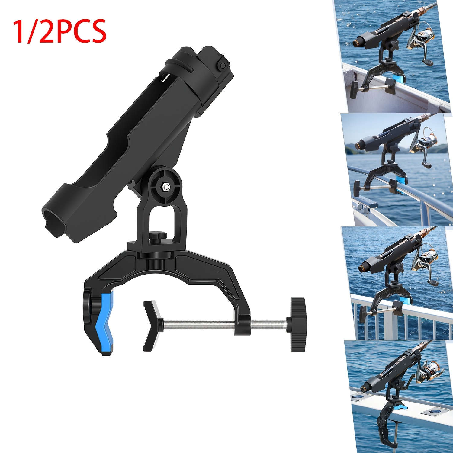 adjustable boat rail mount fishing rod pole holders - pair for Boat, – Hikeen Universal mounting rod holder Fits on round or square rails Flush mounts on horizontal surfaces Adjustable 360 degrees Installs in almost any application Description This universal mount adjustable fishing rod holder will install just about anywhere you can think of 360° Adjustable Boat Fishing Pole