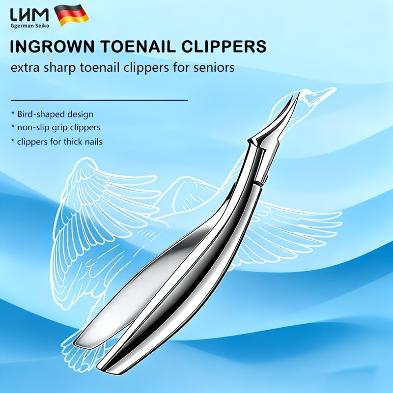 Image of Professional Heavy-duty Toenail Clippers, Sharp Extended Curved For Thick Hard & Ingrown Nails, Stainless Steel With Bird- & Nail Pick, Ergonomic Pedicure Tool For Seniors