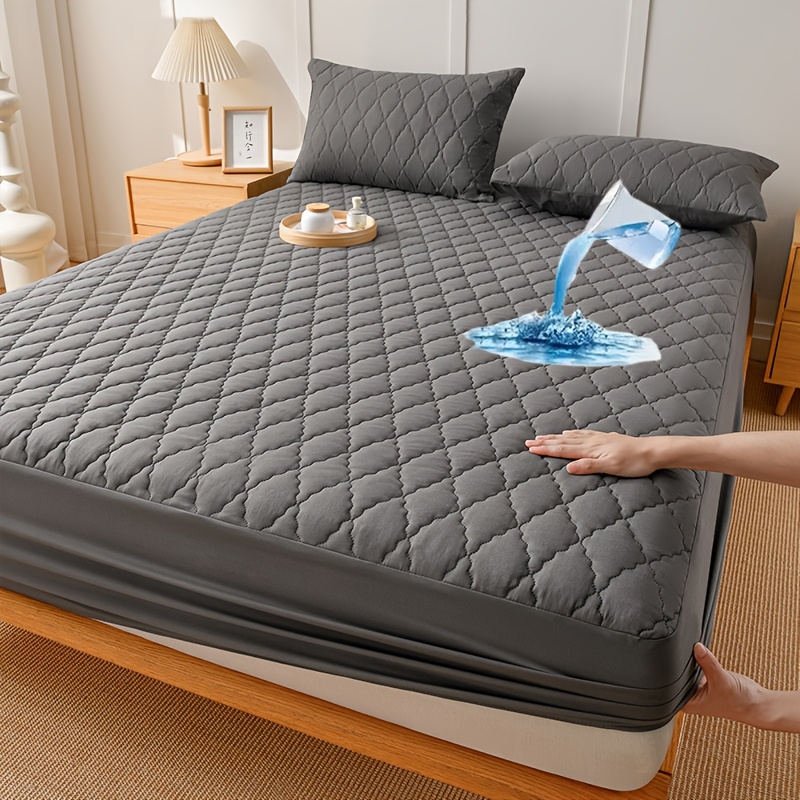 TEMU 1 Luxury Soft Comfortable Waterproof Mattress Protector - Layered Fitted Sheet, Solid Color Bedding Full Cover Mattress Protector - Bedrooms And