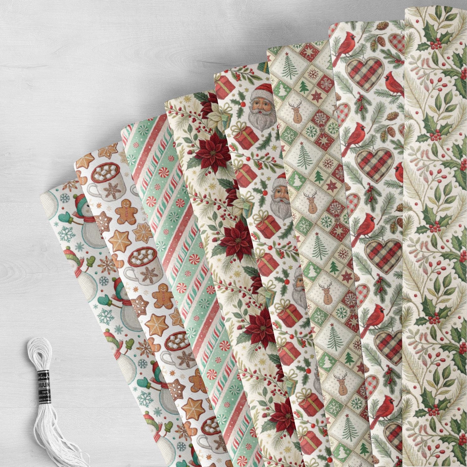 TEMU 8pcs/set Christmas Snowman Tree 7.87x7.87inch (20x20cm) 100% Polyester Fabric Set, Gingerbread Candy Element Combination, Suitable For Handmade