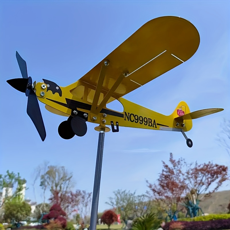 

Handmade Airplane Wind Indicator For Yard Airplane Wind Spinner Metal Windmill Outdoor Sculpture Floating Airplane Model