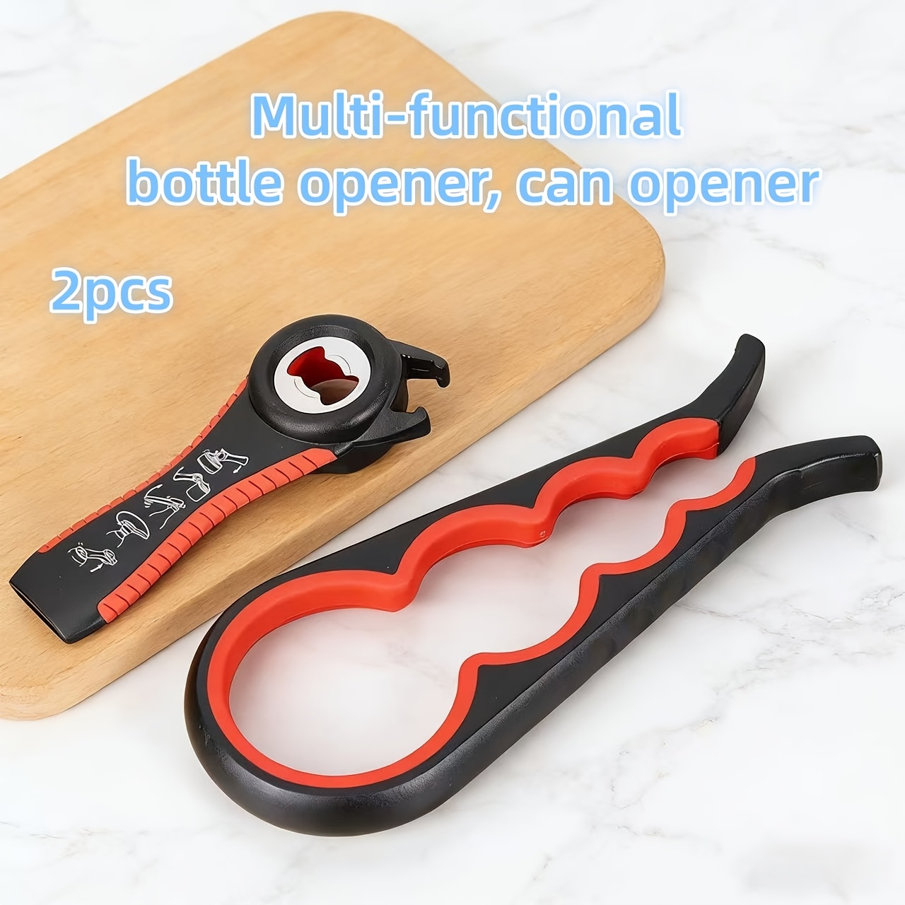 Image of 2 Pack Non Slip Jar Lid Gripper Set, Multi Size Adjustable Twist Cap Remover & Multi Function Bottle Opening Tool For Daily Household Kitchen Use