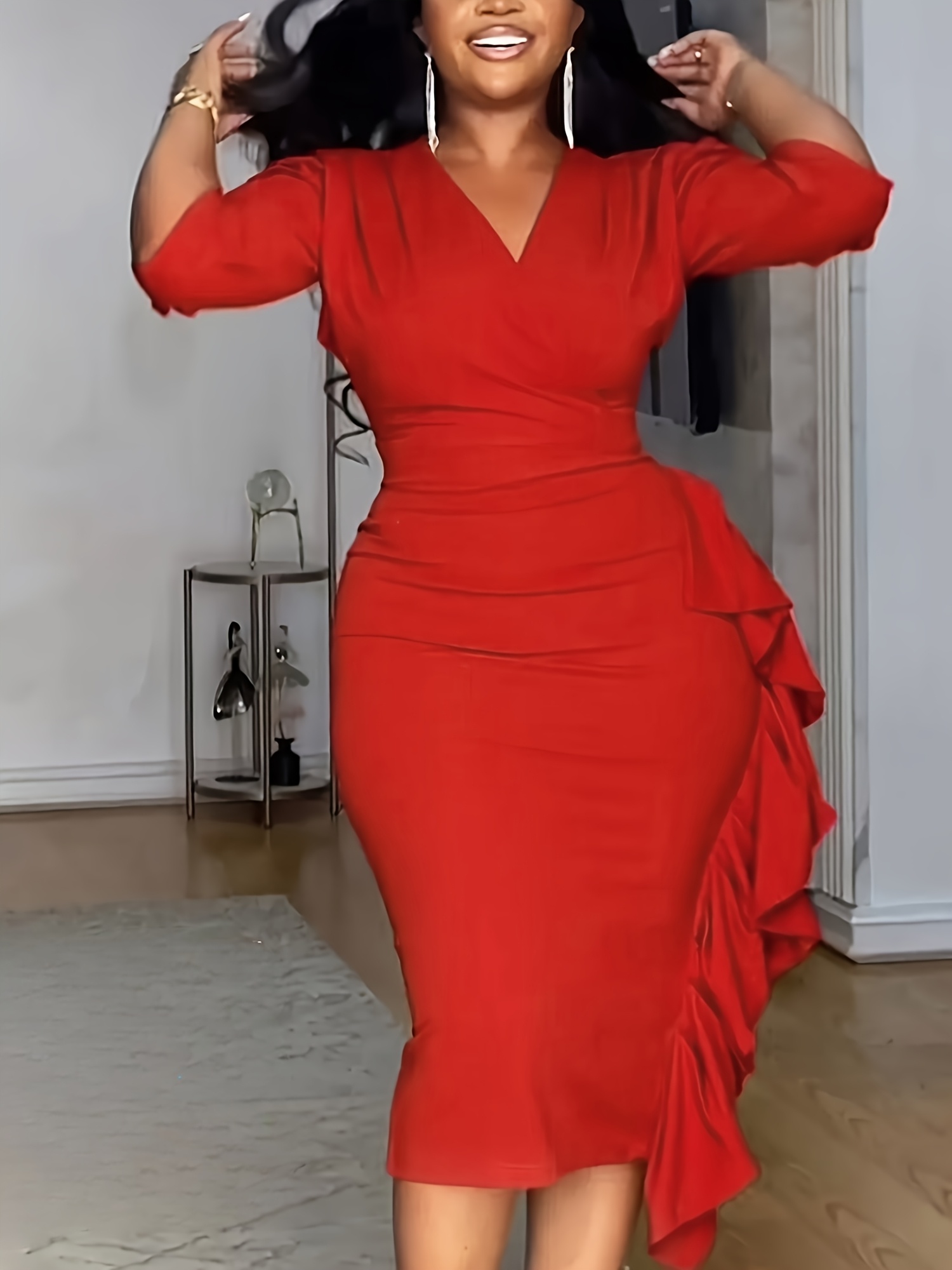 red dress women plus size - United Kingdom