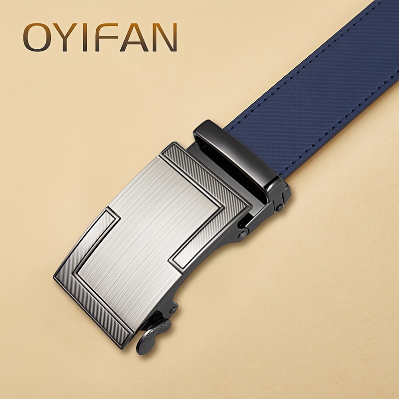 Oyifan Men's Belt Cowhide with Automatic Alloy Buckle for Daily Wear