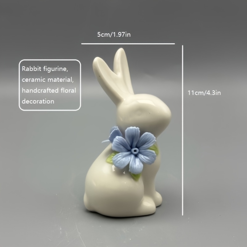 TEMU 1pc Ceramic Rabbit Figurine - Cute Sitting Rabbit Statue, Ceramic Bunny For Valentine's Gift, / Decor, Ceramic Rabbit For Table, Shelf,