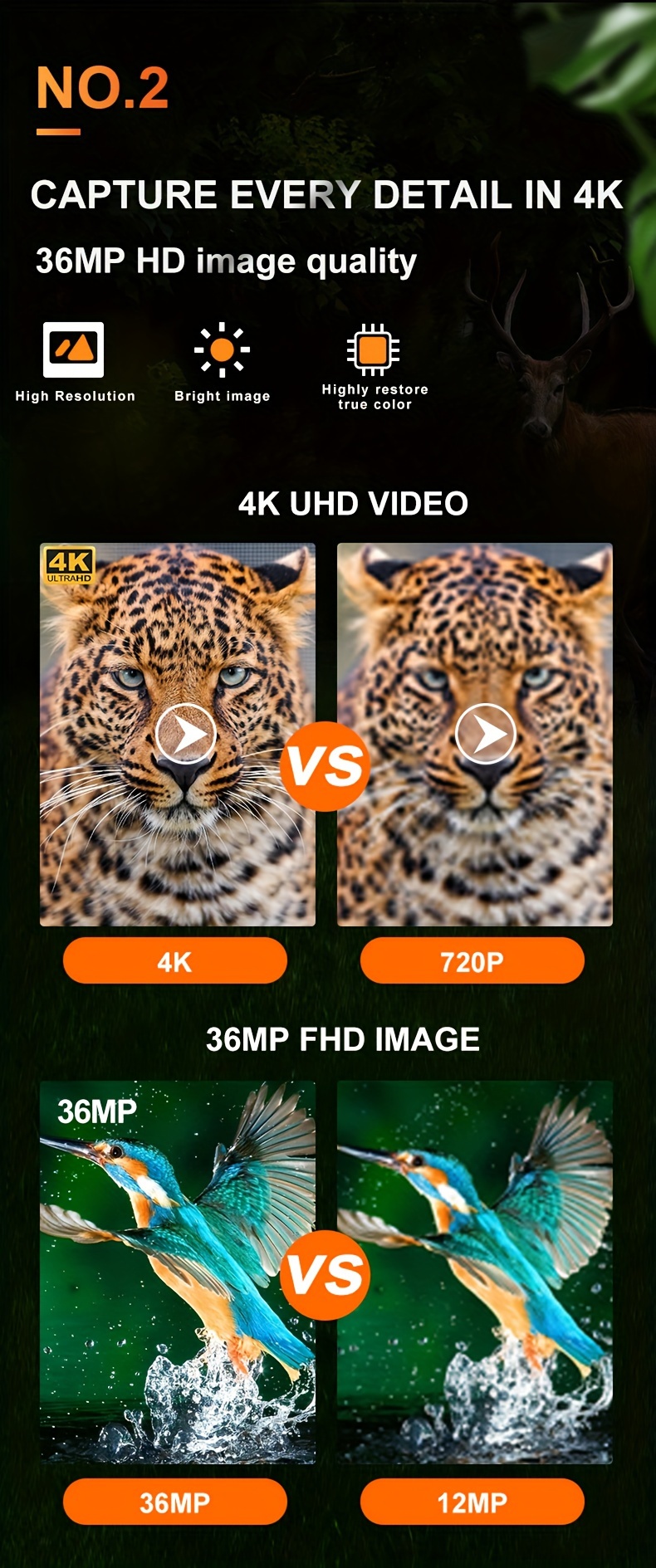 4k ultra hd night vision monocular with 3 display screen and 1968 ft viewing range in total rechargeable battery powered usb dual use plastic material indoor outdoor compatible for night surveillance hunting hiking farm monitoring with 32gb card included details 2
