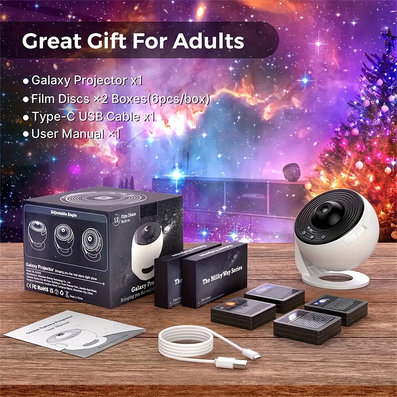 Galaxy Projector Star Projector with Adjustable Knob