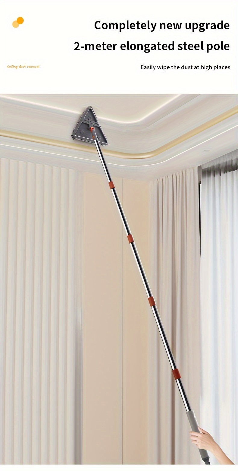 multi functional wall wiping tool ceiling cleaning   foldable mop dusting cleaner for wall ceiling baseboard window floor cleaning with extendable pole 35 43 81 5 inches   1 square head 1   mop head 4 microfiber cloths 2   cloths 2 velvet cloths 5 rods no battery required details 3