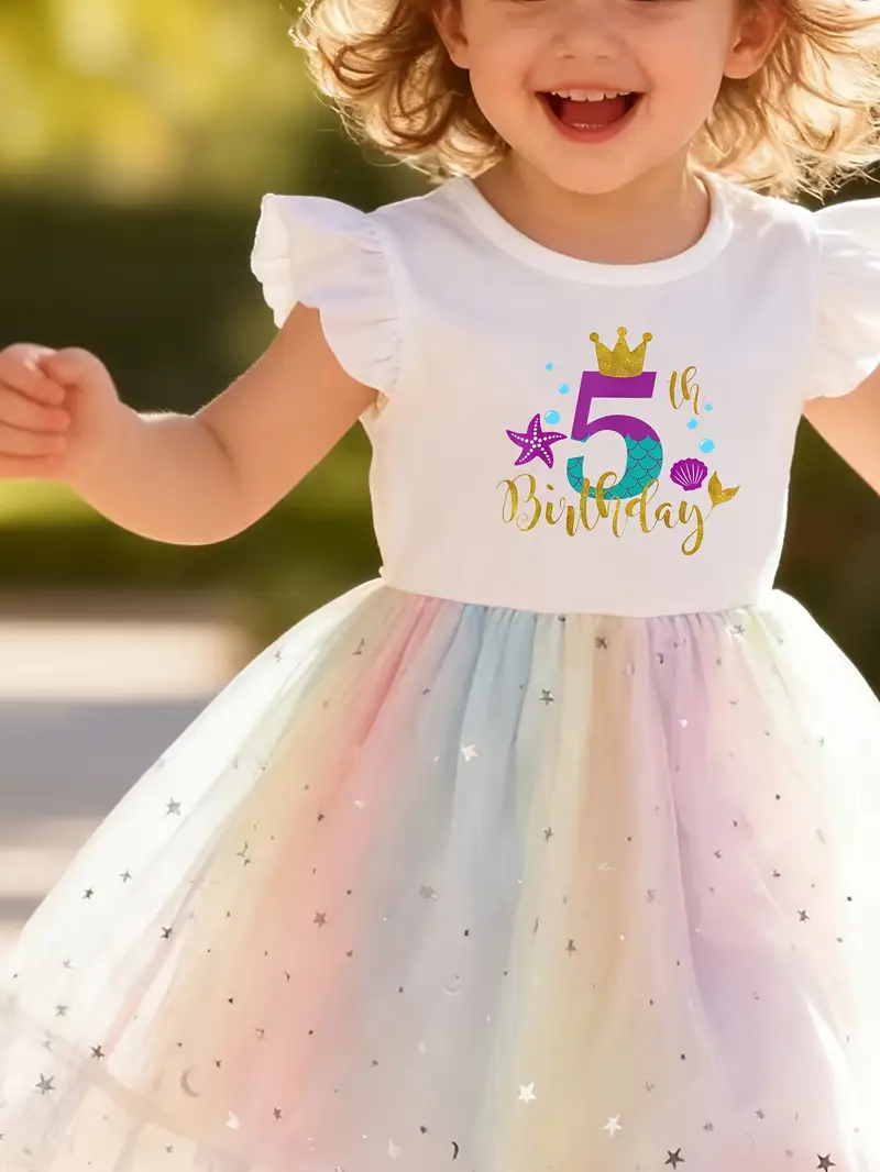 5th birthday party dress Princess Girl Dress: Organza Birthday Party Dress (1-5 Years)