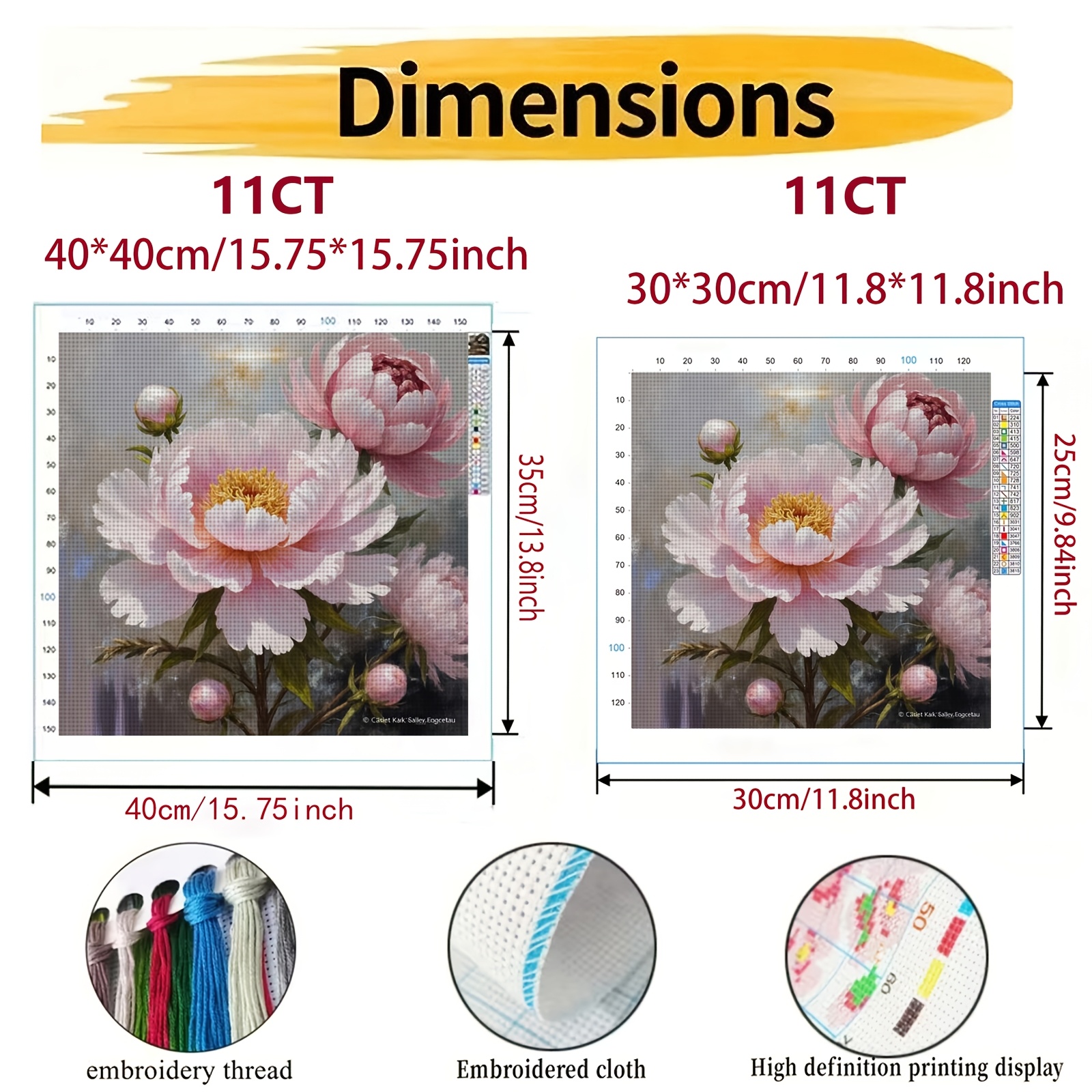 Cross Stitch Kit "Pink Peony Blossoms" Pattern