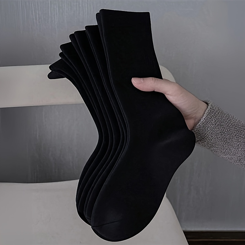 TEMU 5 Pairs Minimalist Style Black And Women's Socks, Casual Mid-calf Socks, Breathable And Absorbent, Fashionable And Versatile, Suitable For Daily