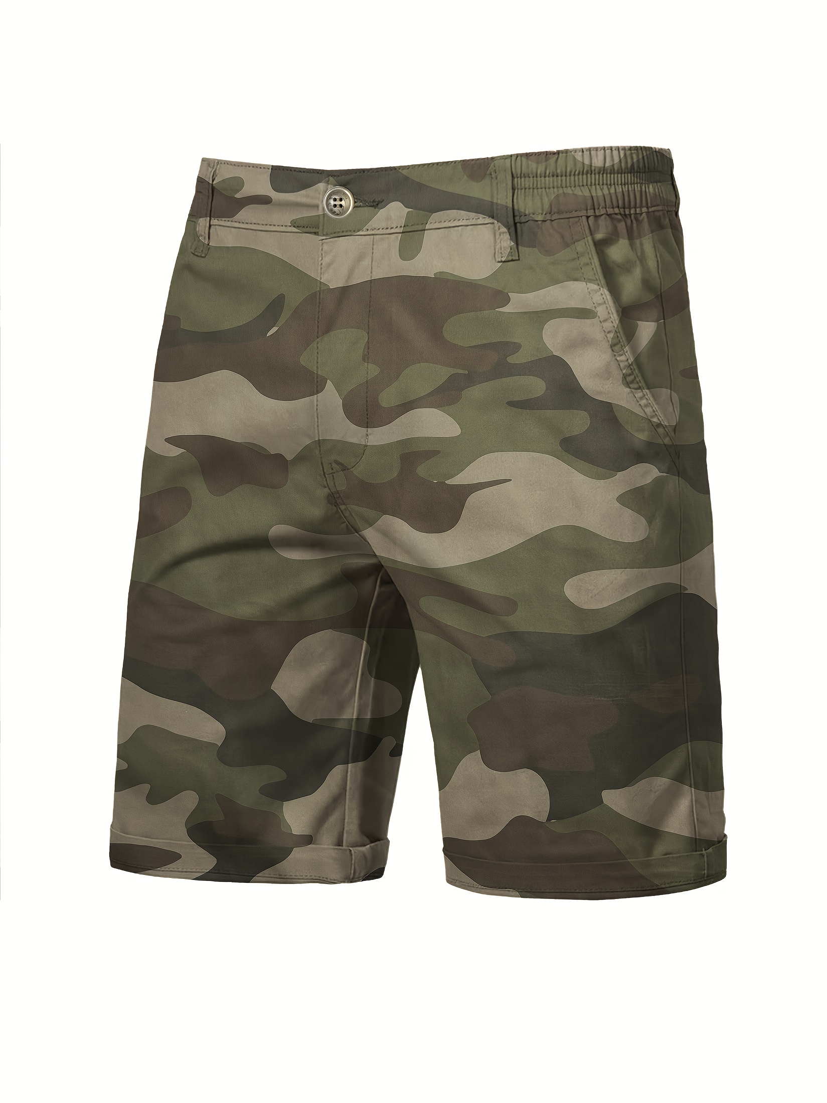 *'s Classic Camouflage Shorts Fit Twill Flat Front Solid Short with Slant  Pockets and Elastic Waist
