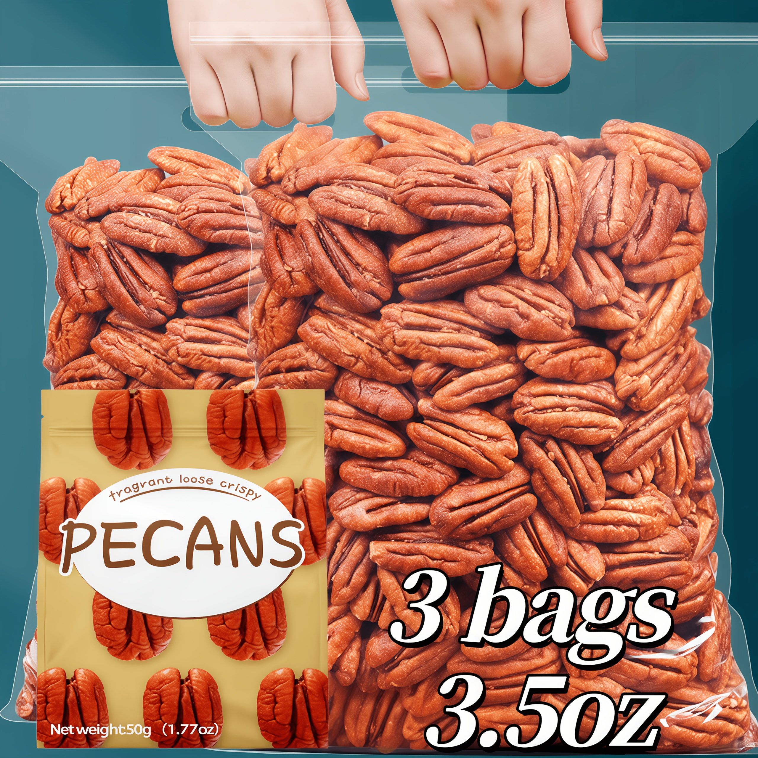 TEMU 3 Bags Of Bi Gen Fruit Kernels/5.3oz, Ready To Eat Nut Snacks, Pure Kernels Without Peeling, Sweet And Crispy Kernels, High Plant Protein,