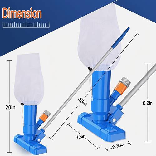2 pack portable pool vacuum cleaner jet vacuum with 5 section telescopic pole detachable brush head fine mesh filter bag connects to garden hose for above ground pools spas hot tubs