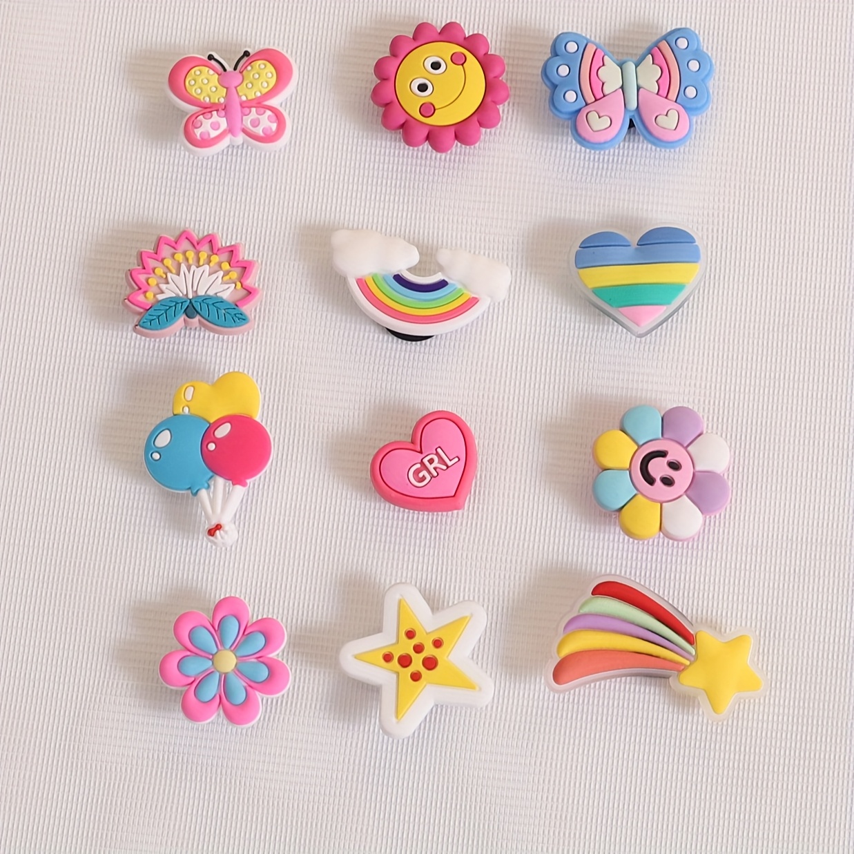 Image of 12pcs New Colorful Series Cute Detachable Diy Clog Shoe Charms, Shoe Buckles, Gift For Students, Casual Versatile Trendy Shoe And Boot Decorations