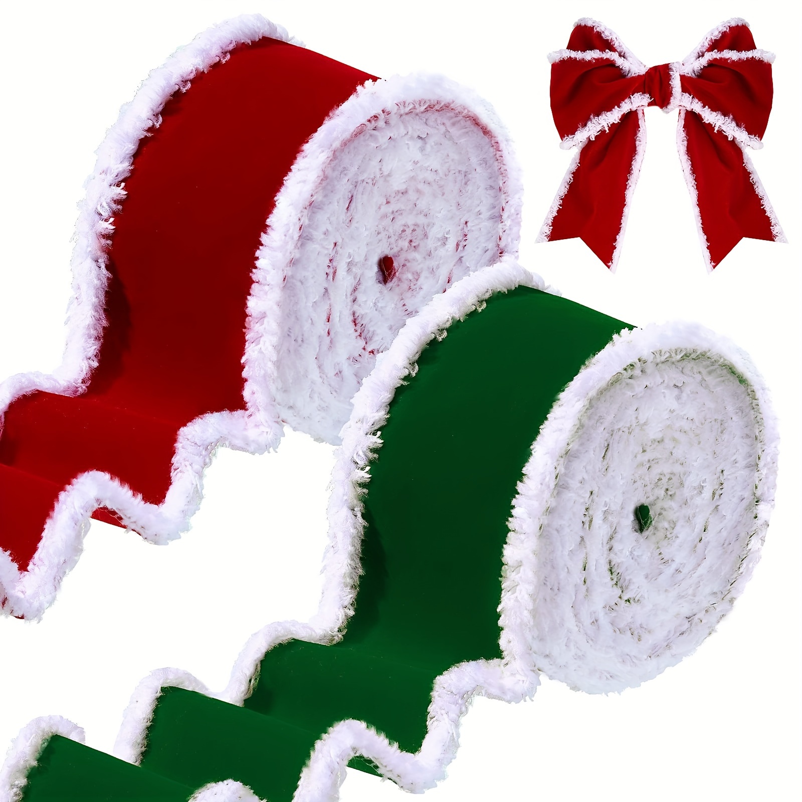 

Luxurious Velvet Christmas Ribbon With Wired Edge - 10 Yards, 2.5" Wide, Red & Green - Perfect For Tree Decorating, Gift Wrapping, Floral Arrangements & Bows