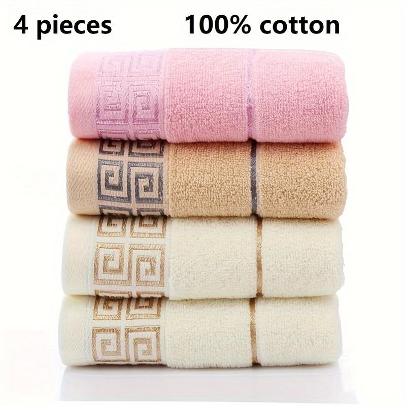 

4pcs Cotton Hand Towel Set, Absorbent & Quick-drying Stain Embroidered Face Towel, Super Soft & Skin-friendly Bathing Towel, For Home Bathroom, Ideal Bathroom Supplies