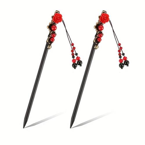 set of 2 chinese floral hair sticks vintage handcrafted hair chopsticks japanese hairpins suitable for long hair additions