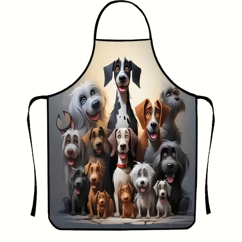 

Colorful Dog Pattern Polyester Apron - Sleeveless, Durable Kitchen & Cleaning Bib, Large Size, Waterproof, Oil-resistant, Stain-proof