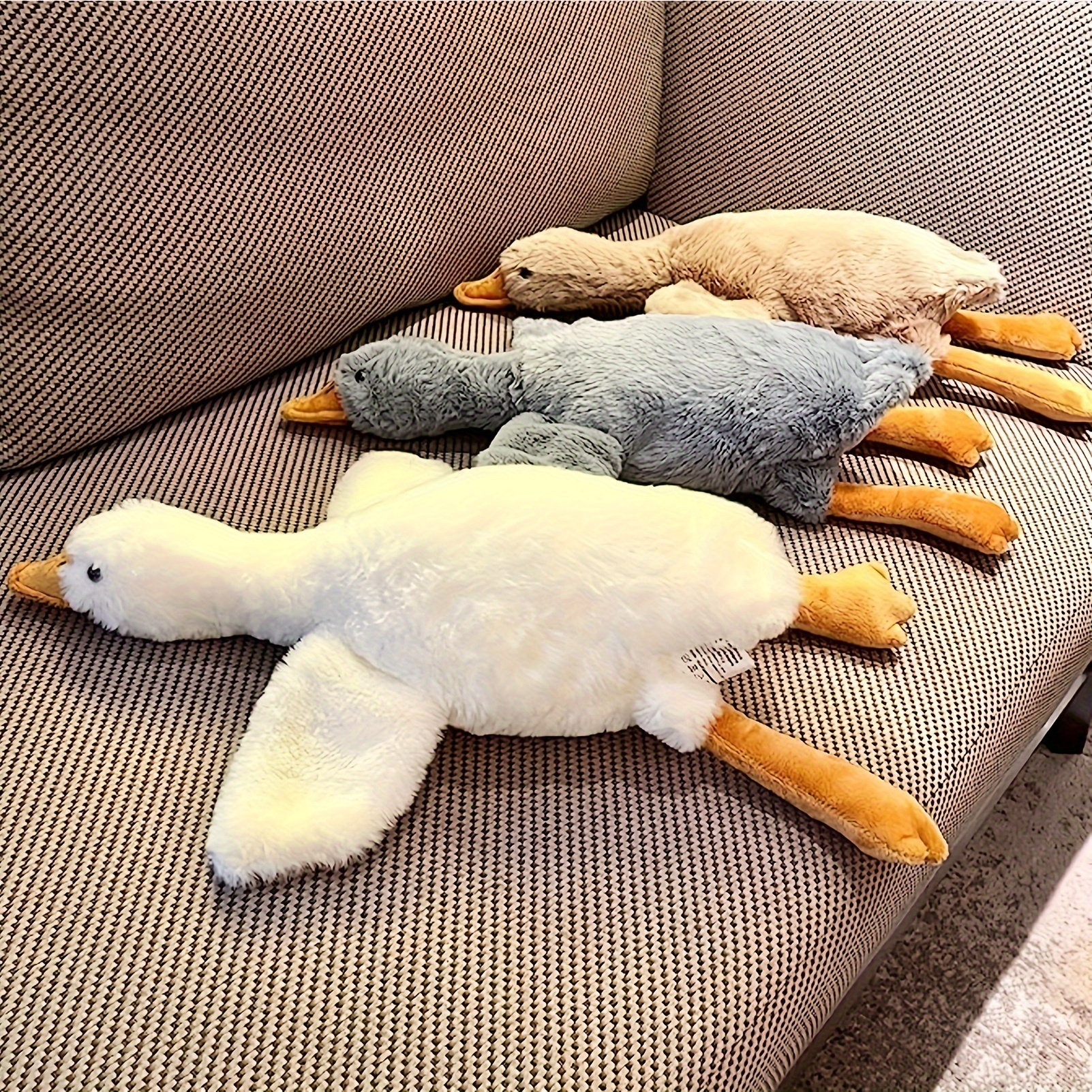 

18.5in Duck Plush Toys Fluffy Sleep Pillow, Cute Animal Stuffed Swan Goose Soft Dolls Floor Mat, Birthday Gift