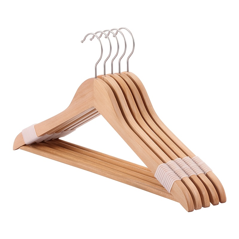 

1/5pcs Rope Solid Wood Clothes Hanger Wooden Clothes Support Anti-slip Pants Hanging Wooden Clothes Rack