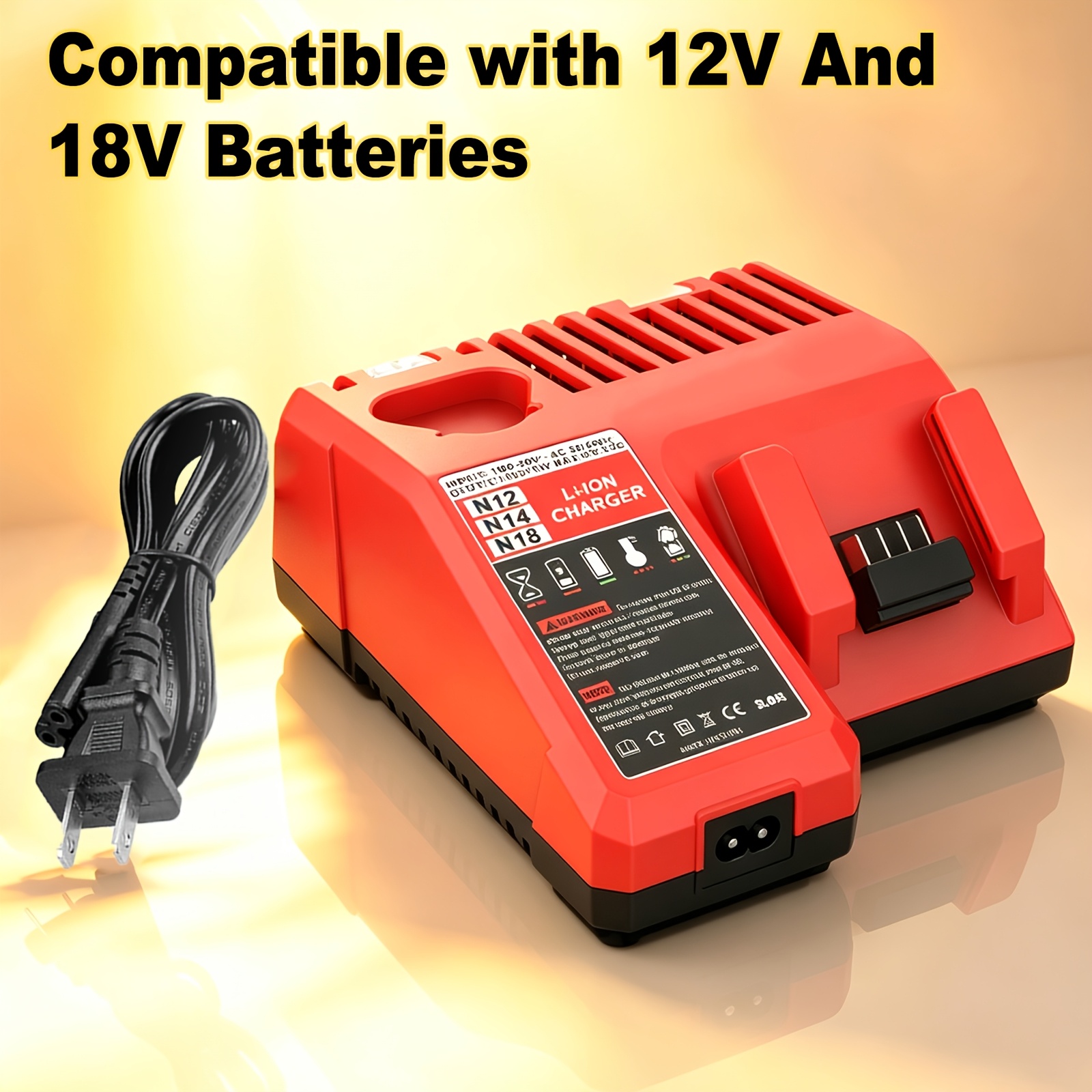 TEMU 12v And 18v Multi-voltage Battery Charger Compatible With Mk Series, Replacement For 48-59-1812 48-11-1850 48-11-1840 48-11-1815 Rapid Charger