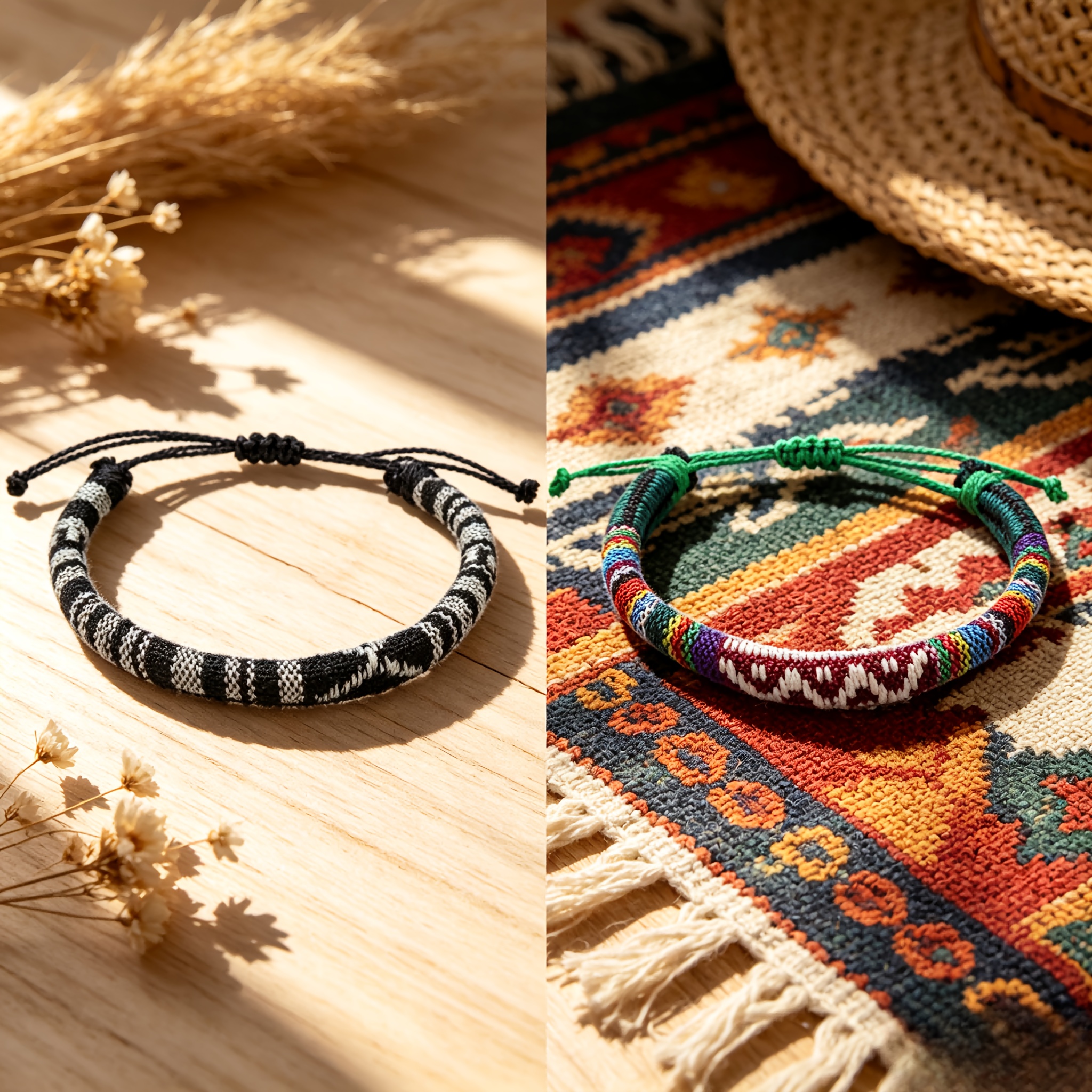 2pc Bohemian Hand-Woven Friendship Bracelet Set