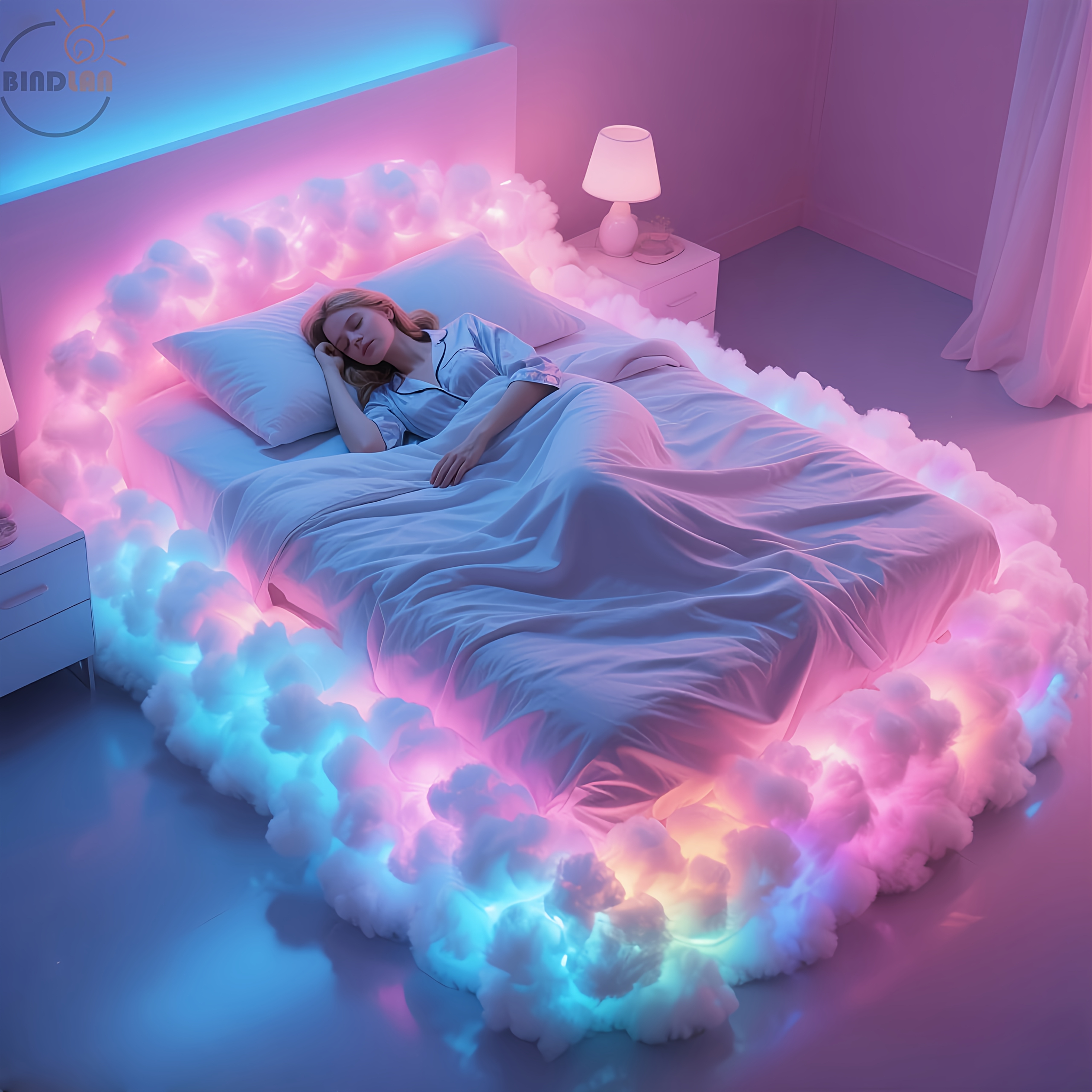 RGB 3D Cloud Lamp, 5.92meter LED String Lights | USB Powered, Thunder Cloud Shape Night Light, Music Sync, Multi-color Bed Frame Decor Light, Ideal for Bedroom, Game Room, Birthday Parties & Christmas to Create Cozy Ambiance, Wall/Ceiling Light.