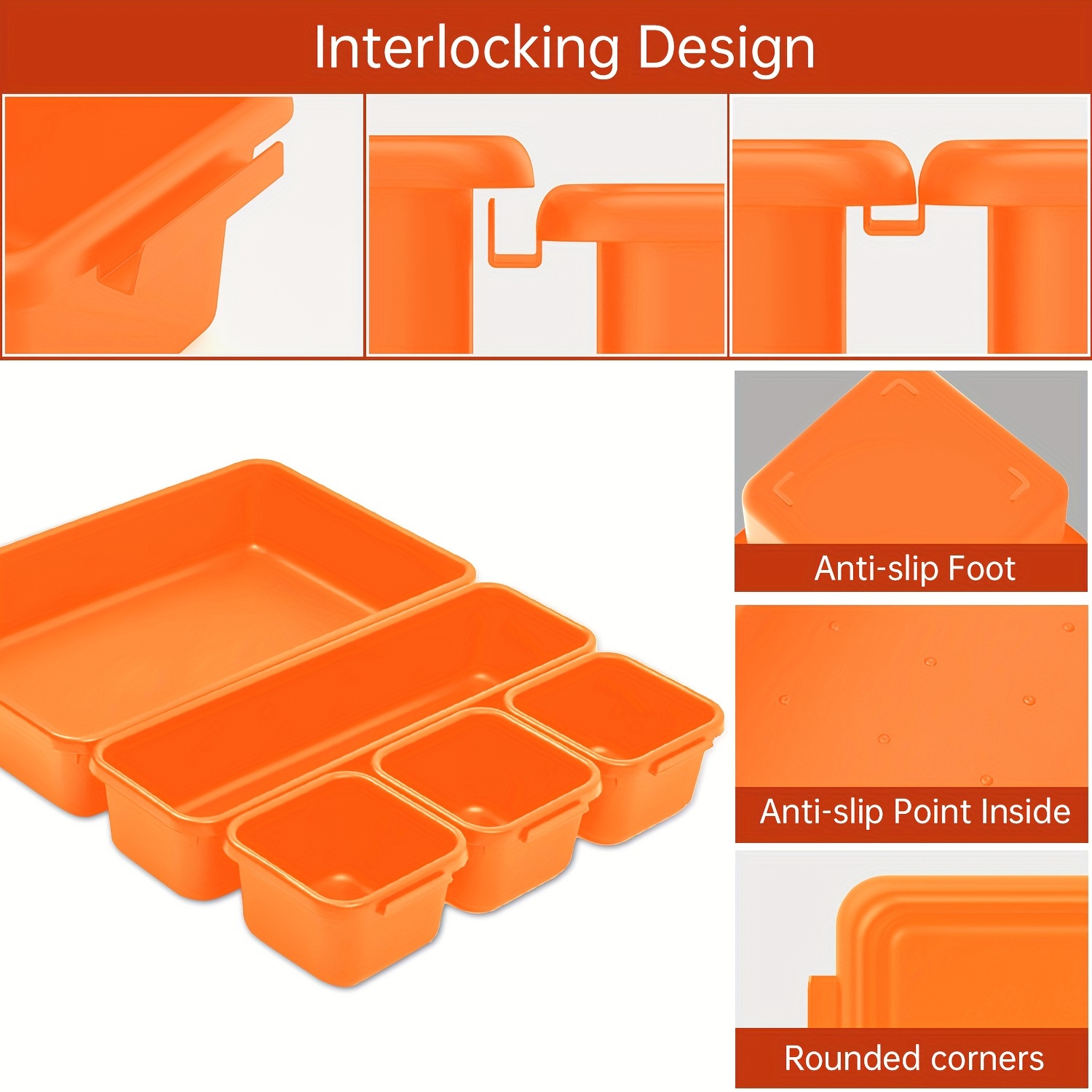 Orange Toolbox Tool Organizer Divider Kit Tray Desk Drawer - Temu