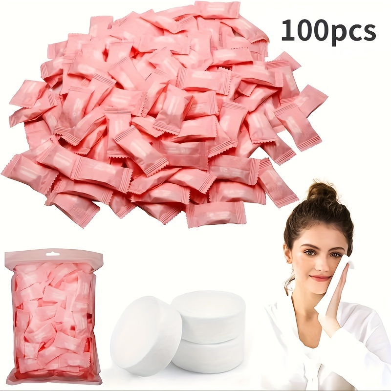 100pcs Hypoallergenic Cotton Compressed Towels - Portable, Absorbent & Disposable For Travel And Camping
