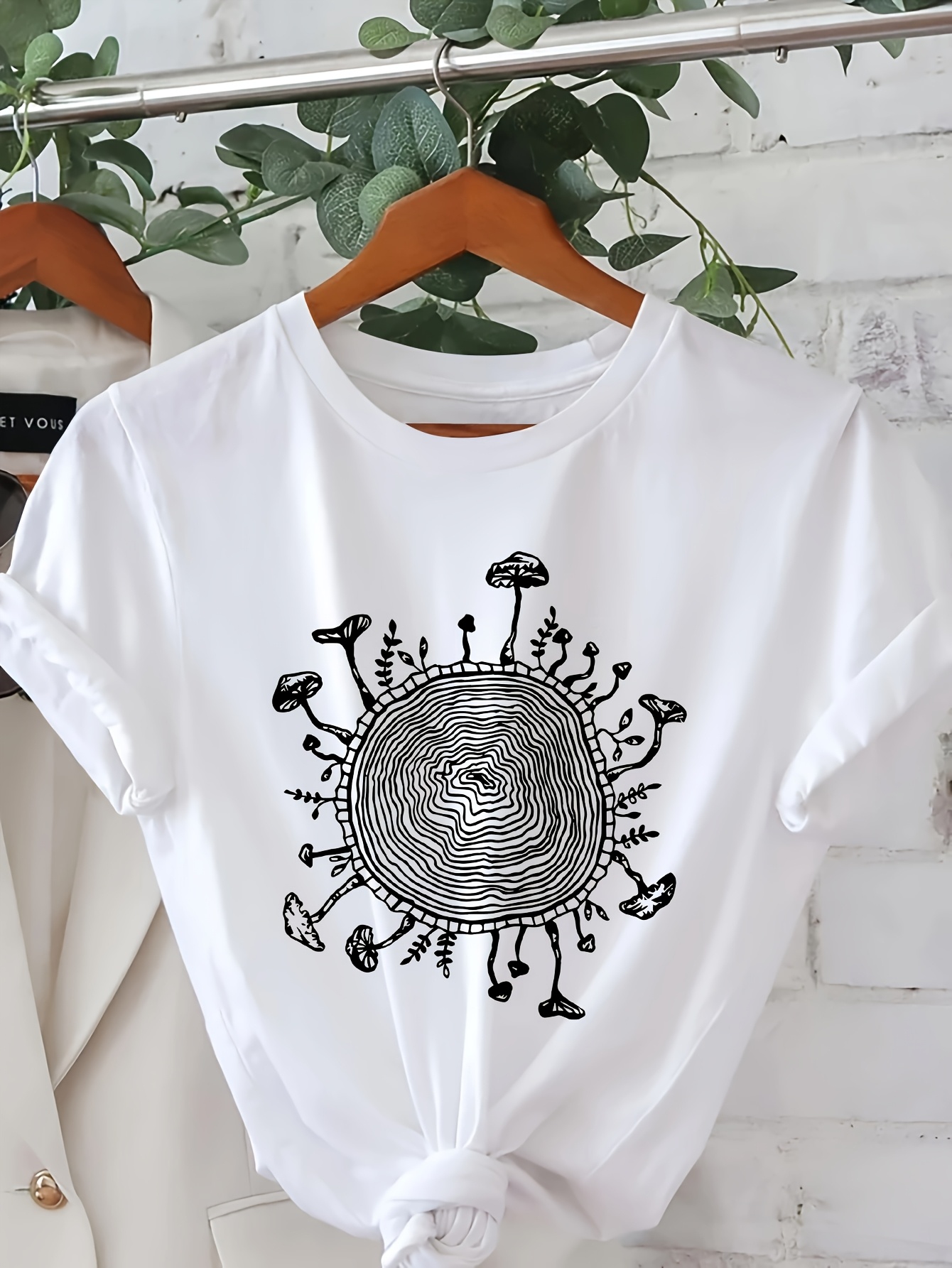 Maglietta Donna Fungo Vintage | Simpatico Motivo Stampe | Manica Corta Girocollo | Taglie S-2XL