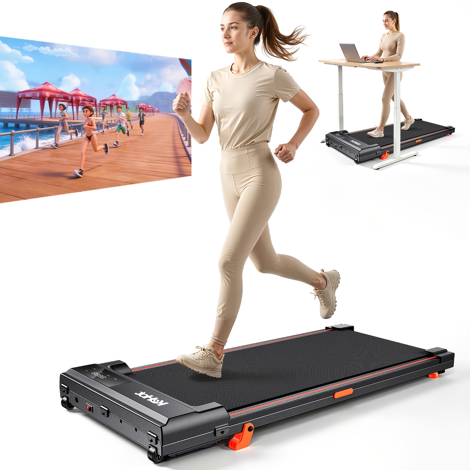 Image of 12% Incline Walking Pad, 50% More Calorie Burn Under Desk Walking Pad, 30db Quiet Portable Walking Pad Machine With 100kg Load For Home Fitness, Without Battery