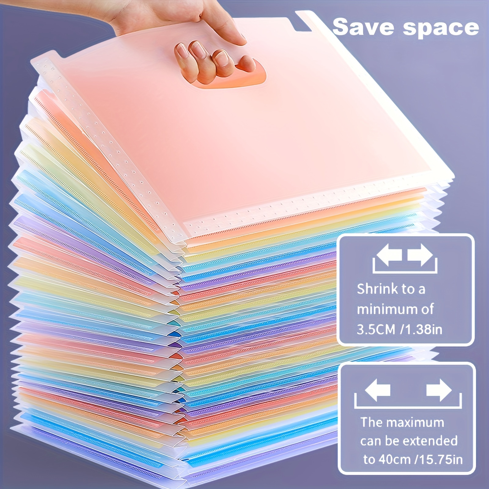 

1pc Folder Multi-purpose Standing Document Folder Expandable A4 File Folder 25 Pockets Colored Index Tabs For Office School Home