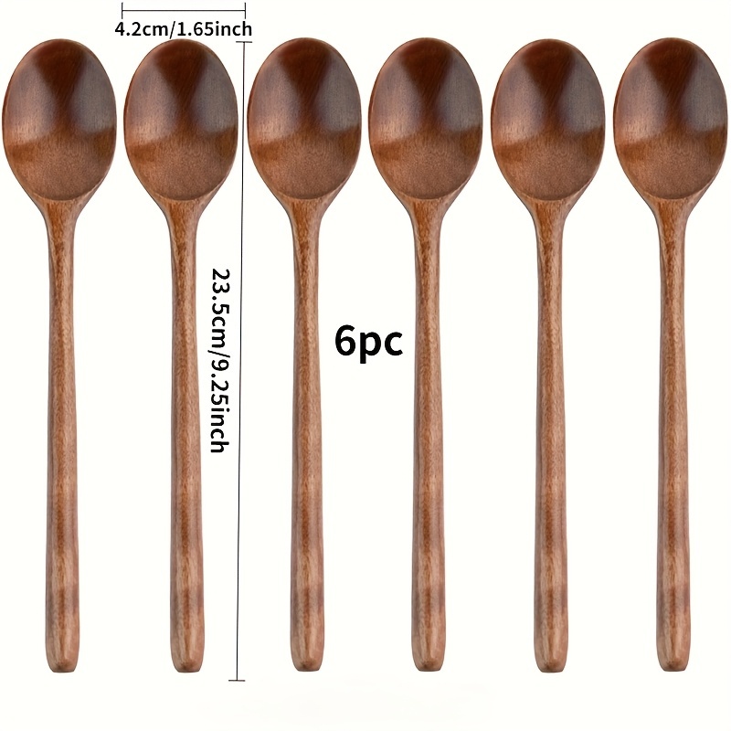 Multifunctional Piece. Inch Long Handle Wooden Spoon Set Soup Ladle, Dessert Spoon, Coffee Spoon, Stirring Spoon Japanese Kitchen Utensils For Serving, Cooking, Baking, Restaurant, Camping, Or Picnic