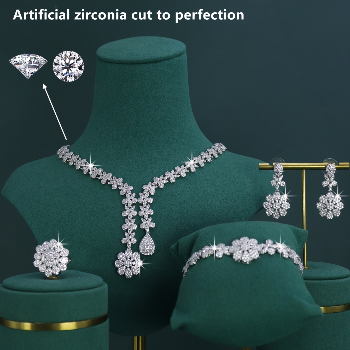 Luxurious 5pc Tassel Flower Jewelry Set for Weddings