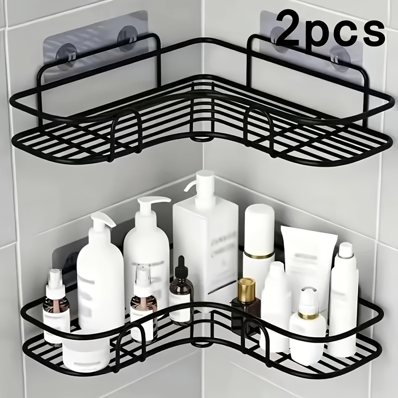 TEMU Anti-rust Stainless Steel Corner Shower Shelf- Multi-compartment Wall-mounted Bathroom Organizer For Shampoo, Toner, , Space-saving Design,