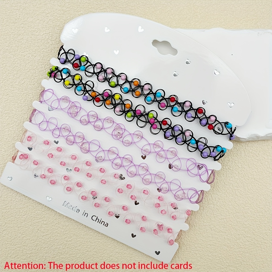 Image of 6pcs/set Gothic Style Girl Elastic Choker Necklaces For Daily Wear, For Teenager