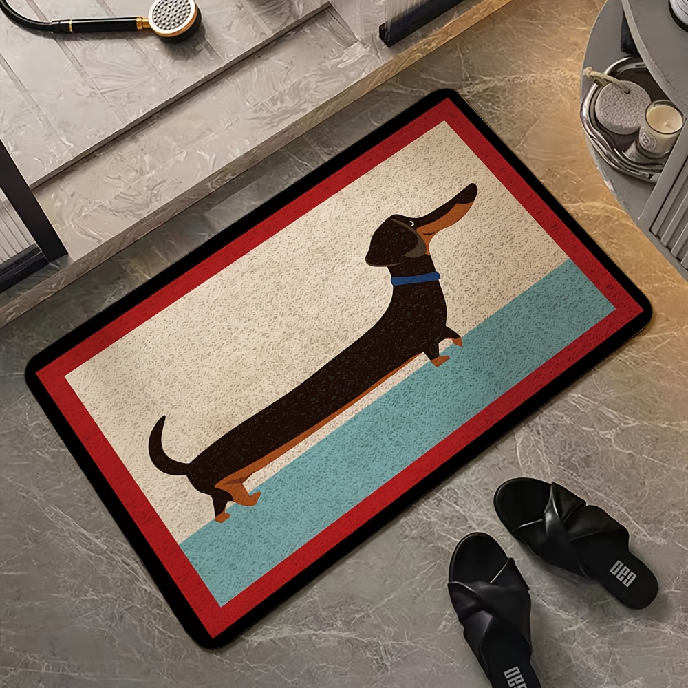 TEMU 1pc Easy Style Fun Sausage Dog Pattern Doormat, Non-slip Entrance Rug, Machine Washable, Suitable For Kitchen, Dining Room, Hallway, Bathroom,