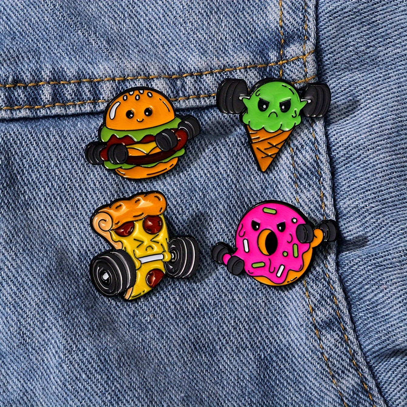 

4-piece Set Cute Cartoon Enamel Pins, Alloy Brooches For , No Mosaic Material, Universal , Unique Plating