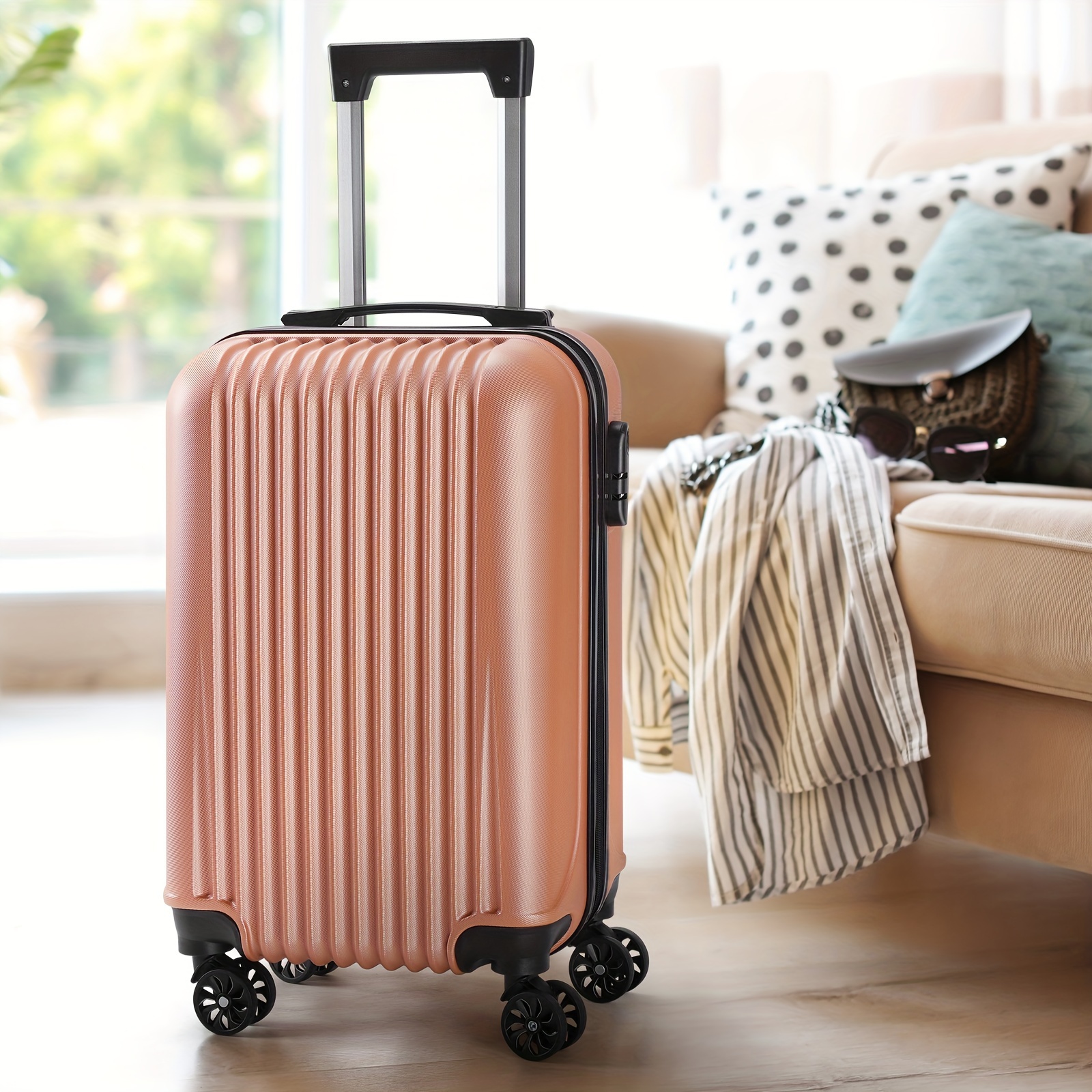 2-Piece Luggage Sets 20&*; Carry On Luggage And 14&*; Cosmetic Cases,  Hardside Suitcase With Spinner Wheels Potable Make Up Travel Case  Lightweight